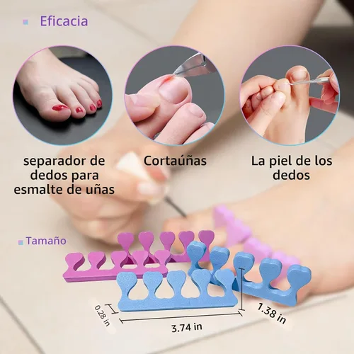 Vista 2 de Separadores de dedos de espuma suave para mujer, 12 espaciadores de pedicura para mujer