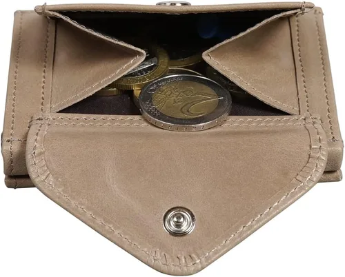 Vista 6 de Multiwallet con protección RFID con tarjetero con cierre a presión, Camello, Billetera triple