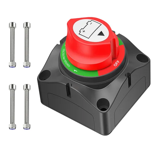 Vista 25 de Nilight Battery Disconnect Switch with Waterproof Key and Cover 12V 24V On Off Battery Master Isolator Cut Off Power Kill Switch for Car Marine Boat