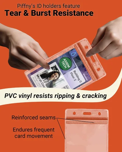 Vista 4 de Soporte de identificación transparente para cordón, soporte para tarjetas de identificación impermeable