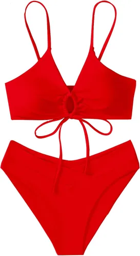 Vista 2 de Meetall Conjunto de bikini triangular de corte alto para mujer, trajes de baño sexy de 2 piezas