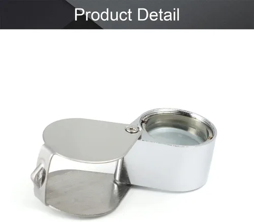 Vista 4 de Othmro Lupa 10X diámetro de lente 0.827 in silbato forma plegable joyería lupa lupa plata