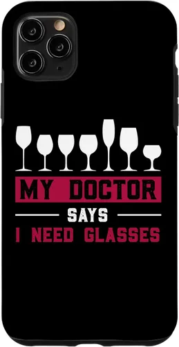 Vista 13 de iPhone 12/12 Pro Wine Lovers Pun Funny Drinking My Doctor Says I Need Glasses Case