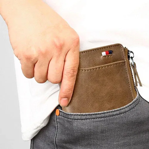 Vista 3 de Reshline - Cartera de bloqueo RFID para hombre Caqui Vintage