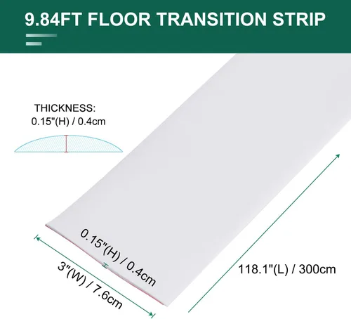 Vista 2 de uxcell Tira de transición de suelo autoadhesiva, tira de cubierta de puerta laminada de PVC de 3 pulgadas de ancho para puerta de menos de 3 Blanco