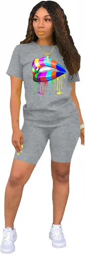 Vista 3 de FANDEE Conjuntos de dos piezas para mujer, conjunto de pantalones cortos de playa de verano