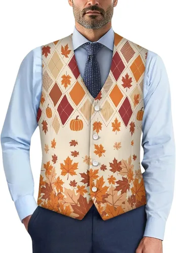 Vista 25 de TODIYADDU Single Breasted Sleeveless Vest for Men Tuxedo Vest Mushroom