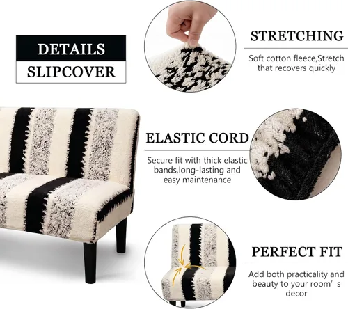 Vista 5 de MIFXIN Armless Sofa Cover Futon Slipcover Stretch Spandex Folding Sofa Bed Couch Non-Armrest Furniture Protector with Elastic Bottom (Fleece Black)