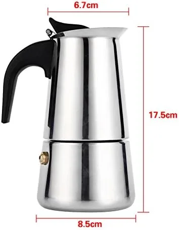 Vista 2 de 6.8 fl oz de acero inoxidable Mocha Coffee Pot Kettle Stove Top Espresso Make Pot, astilla
