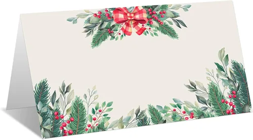 Vista 9 de Tarjetas editables con nombre – Paquete de 25 tarjetas de acompañante para fiesta de Navidad, boda o cena, fácil de plegar