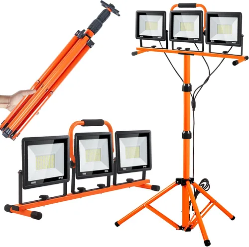 Vista 8 de Luces de trabajo de 22000 lúmenes con soporte, luz de trabajo LED de 2 cabezales ajustables, con soporte de trípode ajustable y plegable, lámpara