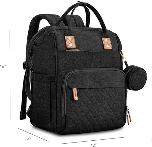 Vista 3 de Mochila de pañales para bebé con cambiadores Cama impermeable de viaje 3 en 1 Cuna plegable unisex, Negro -, Classic