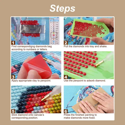 Vista 5 de Stalente Kits de pintura de diamantes para adultos, zorro, kits de arte de diamantes 5D para principiantes, pintura de diamante redonda