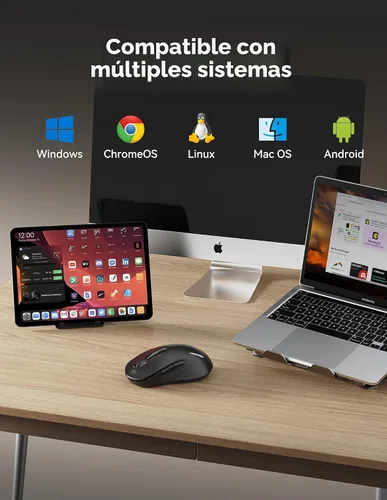 Vista 7 de TECKNET Ratón Bluetooth [USB + BT1 + BT2] Ratón inalámbrico para laptop, clic silencioso, diseño ergonómico, 4800 DPI Ratones de computadora