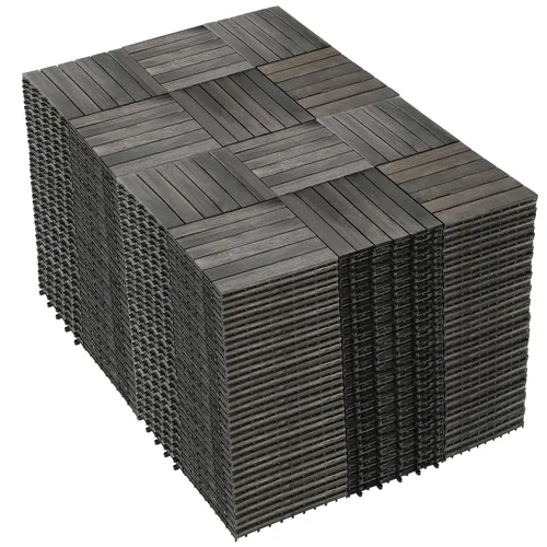 Vista 33 de PrimeZone - 9 azulejos entrelazados de madera de acacia sólida para terraza, patio, 12 x 12 pulgadas, impermeables, para interiores y exteriores