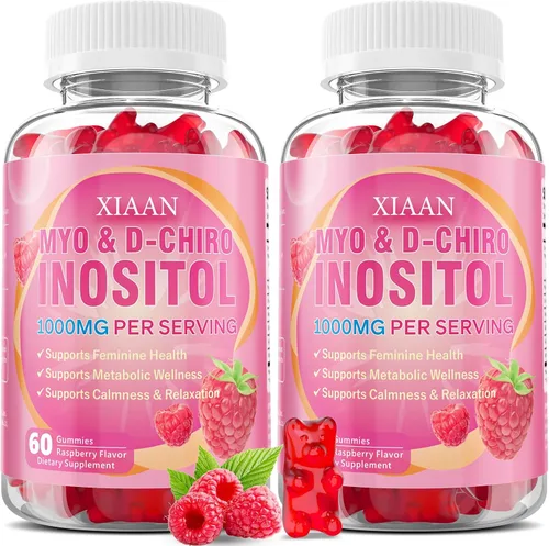 Vista 9 de Gomitas de suplemento de inositol para mujer, sabor a frambuesa