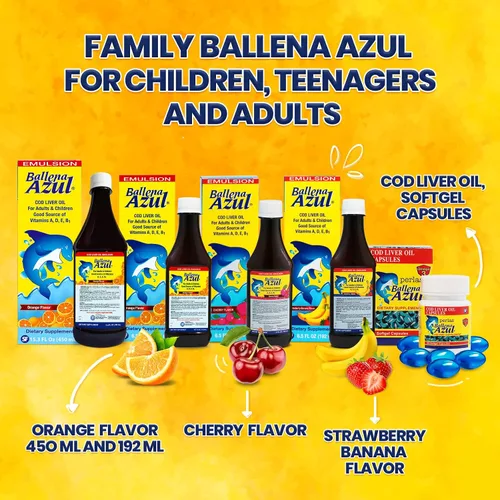 Vista 5 de Ballena Azul Aceite de Hígado de Bacalao para Adultos y Niños, Aceite de Hígado de Bacalao para Adultos y Niños, Buena Fuente de Vitaminas A, D, E