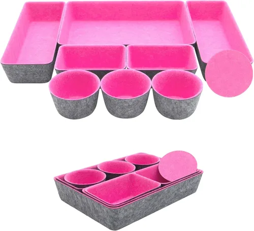 Vista 22 de Teeo - Organizadores divisores de cajones - Bandejas de maquillaje para tocador - Organizador de cajones - Organizador de cajones de oficina