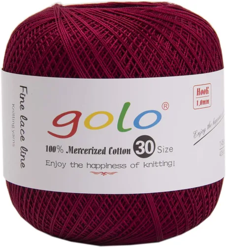 Vista 13 de Golo 3 bolas de hilo de ganchillo tamaño 30, hilo de bordar y lana para tejer a mano para calados 045 000-045 Rojo Caliente