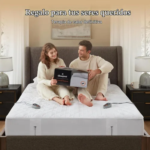 Vista 11 de Beautyrest - Cubrecolchón de algodón con calefacción - Calentador de cama con controlador de 20 ajustes de calor, temporizador de apagado