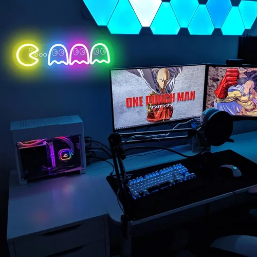 Vista 3 de Letrero de Neón de Juego Arcade, Luz de Juego Arcade de Fantasma 3D Retro, Luz de Pac Man y Fantasmas, Decoración de Fantasma Retro con Luz de Neón