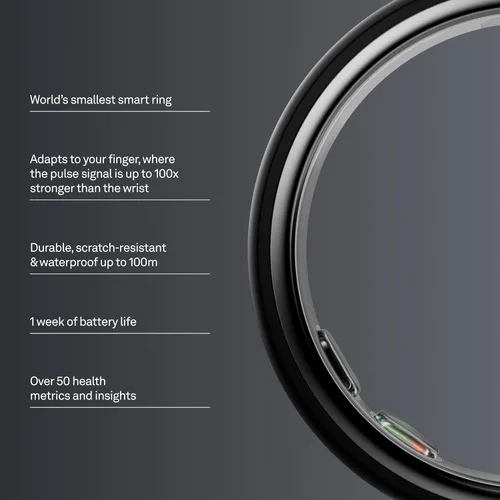 Vista 35 de Oura Ring 5 Smart Wearable - Negro - Talla 6 - Rastreador de fitness
