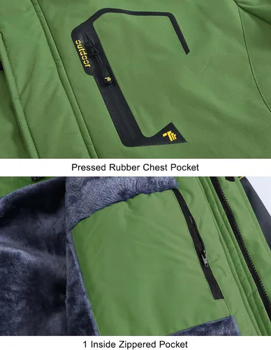 Vista 5 de Rdruko Chaqueta de esquí para hombre, impermeable, forro polar, con capucha, para invierno, para exteriores