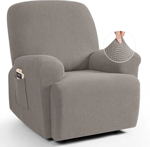 Vista 41 de TAOCOCO Funda reclinable de 4 piezas, funda elástica para sofá reclinable de 4 piezas, funda reclinable con 1 asiento, protector de sofá suave