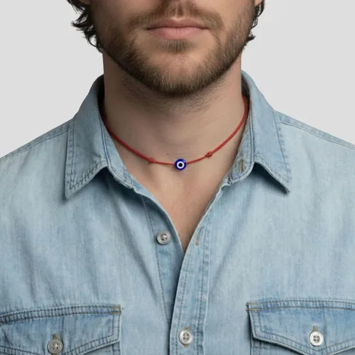 Vista 34 de Pulsera Lucky Evil Eye, gargantilla y tobillera – Talismán de protección de cuerda roja y negra Joyería minimalista Mal de Ojo para la buena suerte