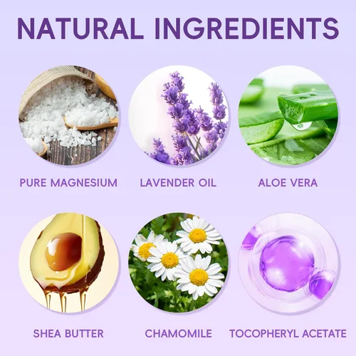 Vista 2 de Crema de magnesio para dormir, loción de magnesio de lavanda para relajación muscular y ansiedad calmante, no grasa, hidratación profunda, loción