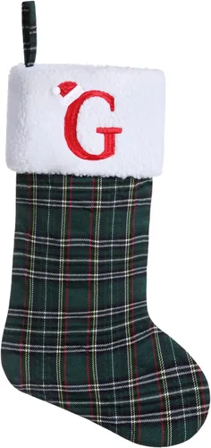 Vista 28 de Calcetines de Navidad bordados con monograma inicial de 20 pulgadas, decoración de Navidad, calcetines personalizados, decoración de temporada