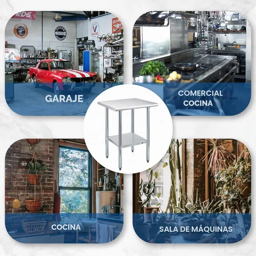 Vista 7 de Profeeshaw mesa de trabajo, de uso comercial, de acero inoxidable NSF con protector contra salpicaduras y estante inferior, para cocina, restaurante