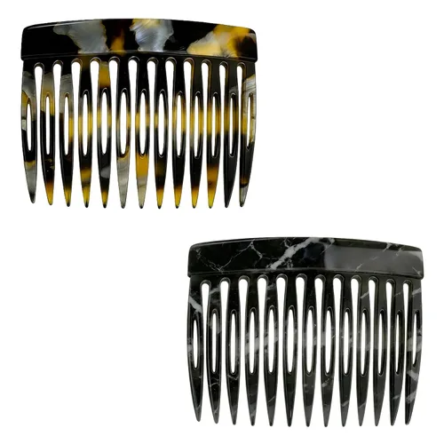Vista 9 de 2 peines laterales franceses para mujer, accesorios para peinar el cabello, pinzas decorativas para el cabello (lunares)