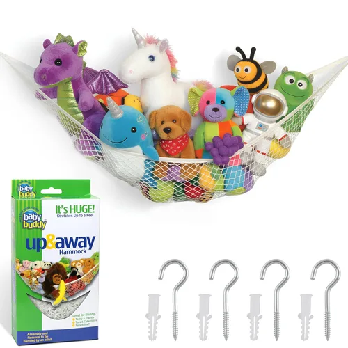 Vista 8 de Baby Buddy Red de almacenamiento de hamaca de animales de peluche, organizador de juguetes en esquina que ahorra espacio para guardería