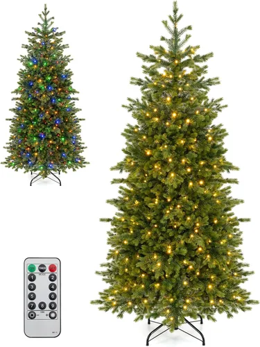 Vista 27 de GOFLAME Árbol de Navidad preiluminado de 7.5 pies con control remoto 3-Verde