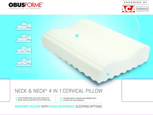 Vista 4 de ObusForme Almohada cervical para el cuello Superficie de espuma viscoelástica plisada que promueve la circulación del aire Almohada de contorno