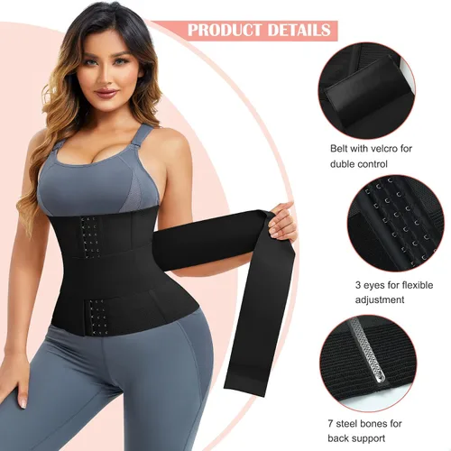 Vista 4 de LANCS Entrenador de cintura 2 en 1 para mujer, cintura de grasa del vientre inferior, faja moldeadora de cintura posparto