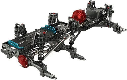 Vista 7 de Juego de marcos de chasis de 17.717 in de distancia entre ejes de 6 x 6 con transmisión frontal, medio trasero, eje completo para 1/10 RC Crawler