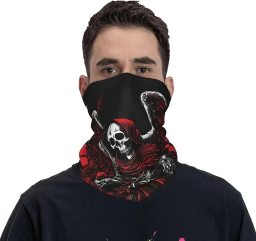 Vista 2 de HERRECX angel demon skeleton skull grim reaper red Neck Gaiter Face Cover Scarf Balaclava Bandana for Women Men Gaiter Mask for Motorcycle Cycling