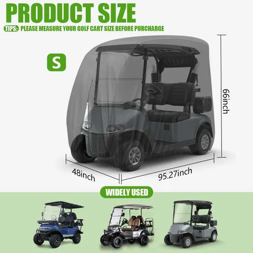Vista 2 de KISEER Funda impermeable para carrito de golf 420D para 4 pasajeros para EZ GO Club Car Yamaha, a prueba de sol y polvo