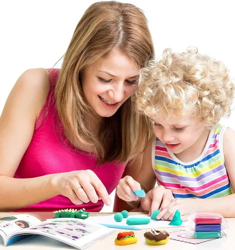 Vista 2 de Sago Brothers Arcilla seca al aire en 24 colores, kit de arcilla para modelar juguetes para niños, sin hornear y sin ensuciar, manualidades