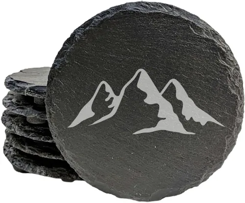 Vista 40 de Mountain Majesty - Posavasos de pizarra con impresionante diseño de escena de montaña, perfectos para decoración del hogar y la oficina y protección
