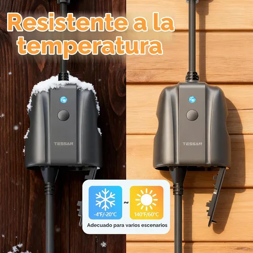 Vista 7 de Enchufe Inteligente para Exteriores Impermeable, TESSAN Enchufe WiFi Inteligente Compatible con Alexa, Google Assistant, Regleta de Alimentación