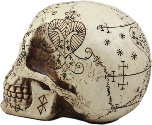 Vista 6 de Ebros Erzulie Freda Veve Haitiano Antiguo Vudú Hechizos de Amor Romance Talismán Tatuaje Cráneo Estatua Gótica Cráneo Lwas Voudou Loa del Amor Día