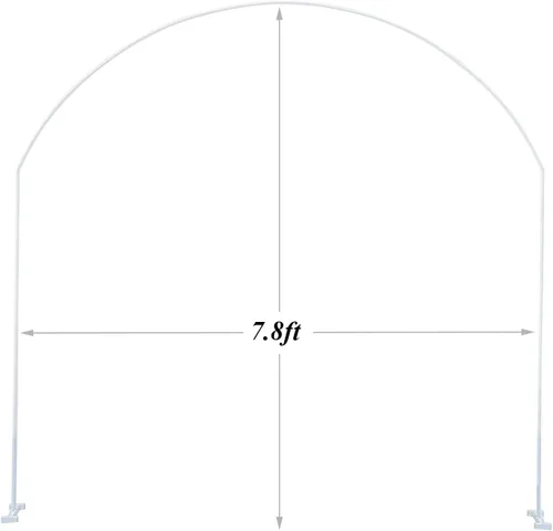 Vista 2 de Langxun - Kit de arco de globos de metal blanco de 7.8 pies, soporte de arco de globos semicircular con bases de agua para suministros de decoración