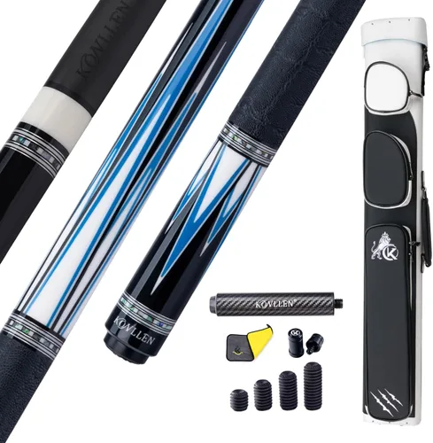 Vista 9 de KONLLEN Carbon Fiber Pool Cue Hand-Inlaid Design Low Deflection 58 Inch Azul-0.5 in