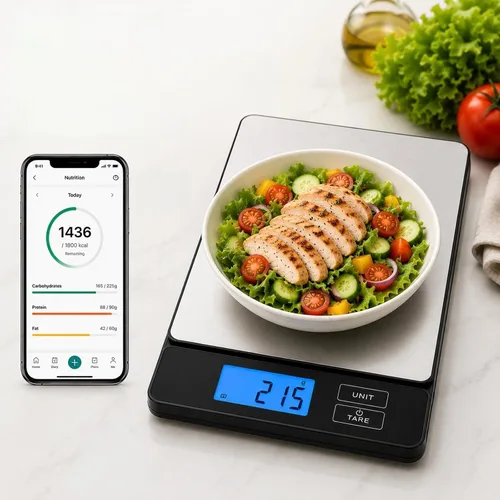 Vista 10 de URAMAZ Báscula de alimentos con calculadora nutricional, báscula digital de alimentos para báscula de cocina gramos y onzas, báscula inteligente