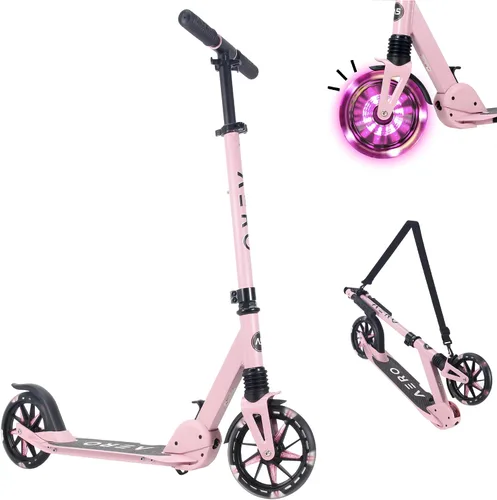 Vista 11 de AERO MOBILITY Big Wheel Kick Scooter for Kids 6-12, Teens & Adults A230L Negro con freno de disco