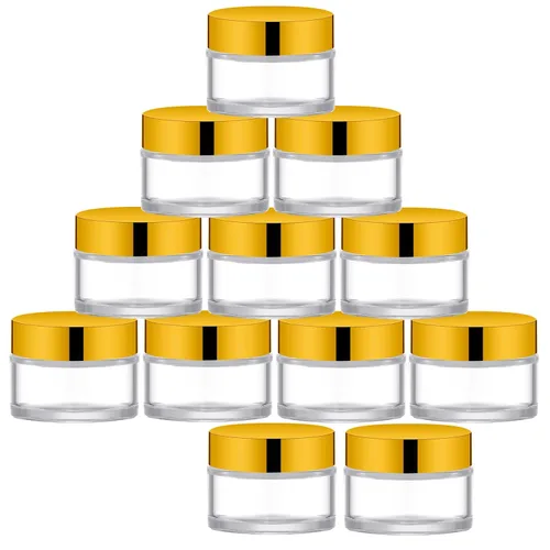 Vista 11 de Lil Ray - Tarros de crema de vidrio vacíos ámbar de 1 onza 12PCS Reusable Round Containers Jars for Facial Cream, Eye Cream with Black Lid, DIY