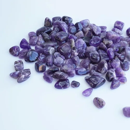 Vista 2 de Juego de piedras de cristal de amatista pulidas de cristal curativo a granel de 3 libras, piedras de cristal de amatista pulida para la fabricación